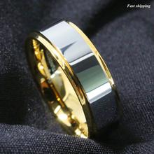 Load image into Gallery viewer, Tungsten Mens Ring 18K Gold High polished Wedding Band
