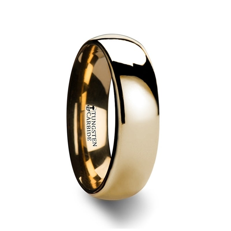 ATOP Traditional Domed Gold Tungsten Carbide Wedding Ring