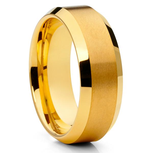 ATOP Men's Wedding Band ,Yellow Gold Tungsten Ring,Yellow Gold Tungsten