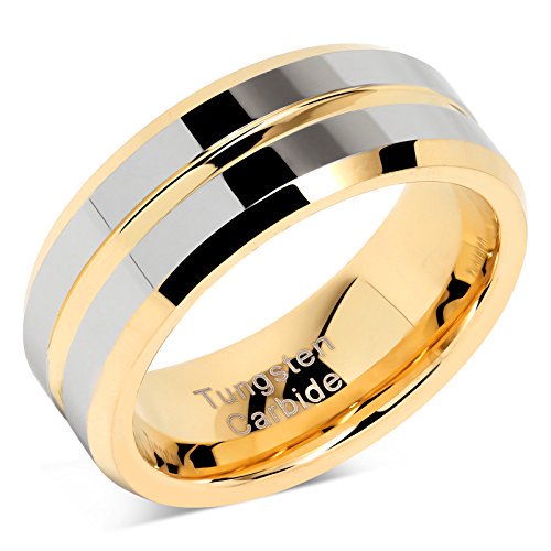 ATOP Tungsten Rings for Mens Wedding Bands Gold Silver Two Size 6-16,