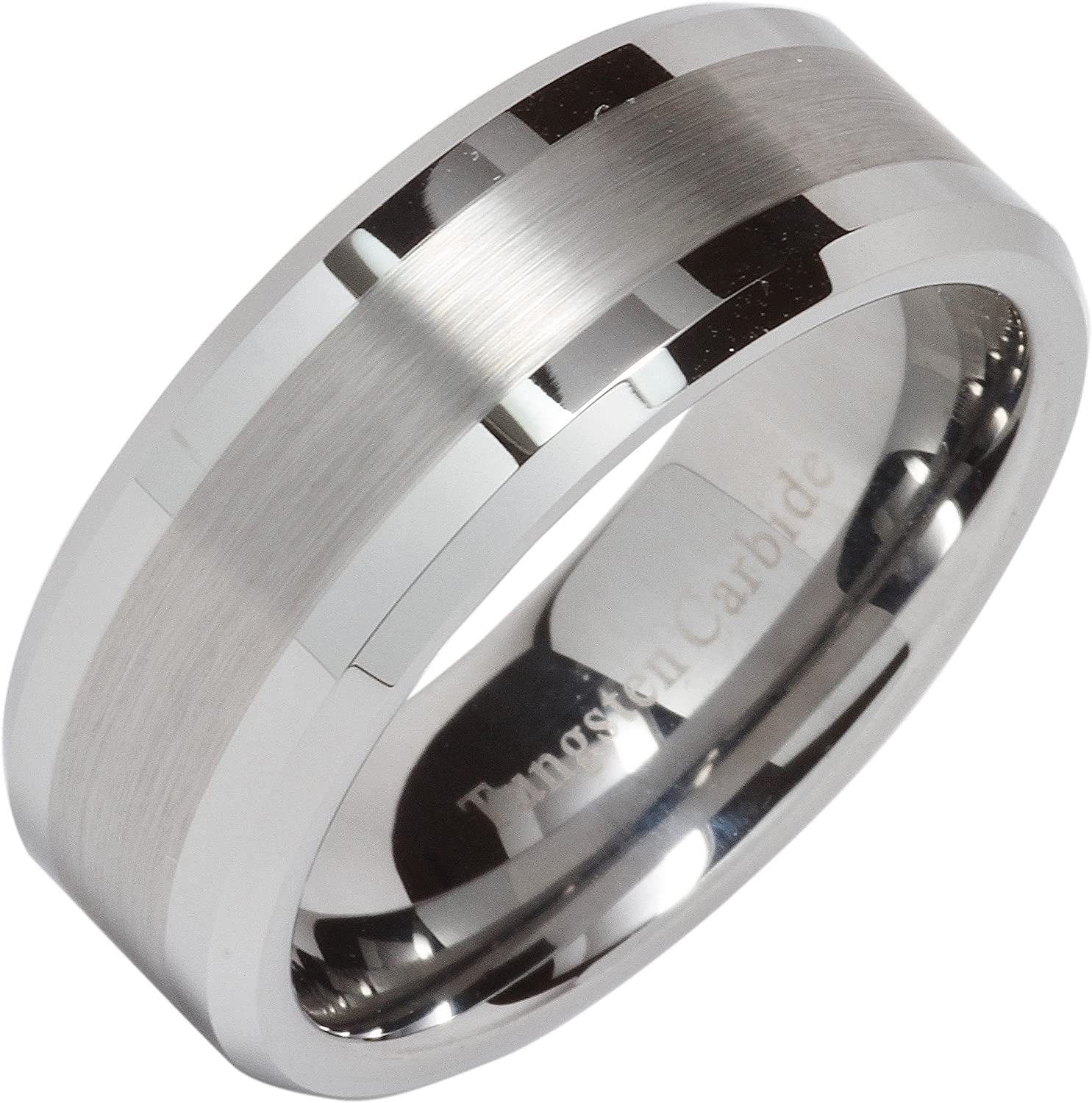 ATOP 8mm Mens Silver Tungsten Carbide Ring Wedding Band,Thickness 2.3-2.5mm