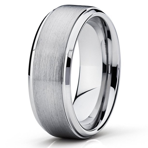 ATOP 7mm Silver Tungsten Ring Tungsten Wedding Band Tungsten Carbide Ring