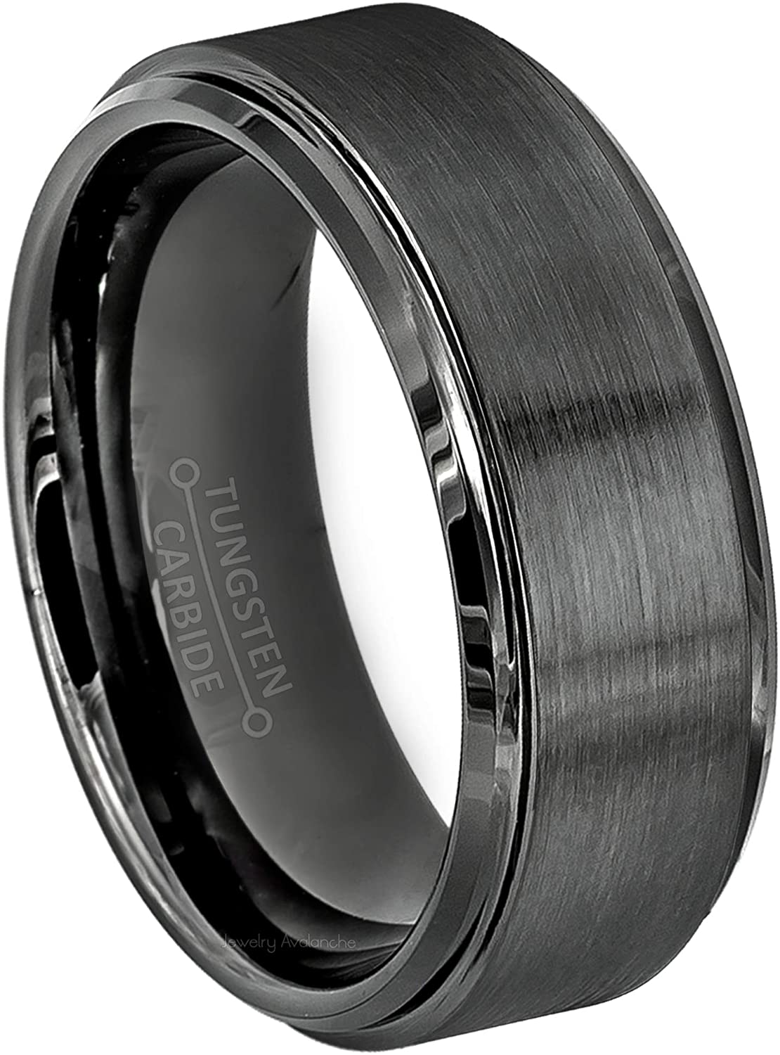 ATOP 8mm Brushed Gunmetal Tungsten Ring, Men's Tungsten Wedding Band