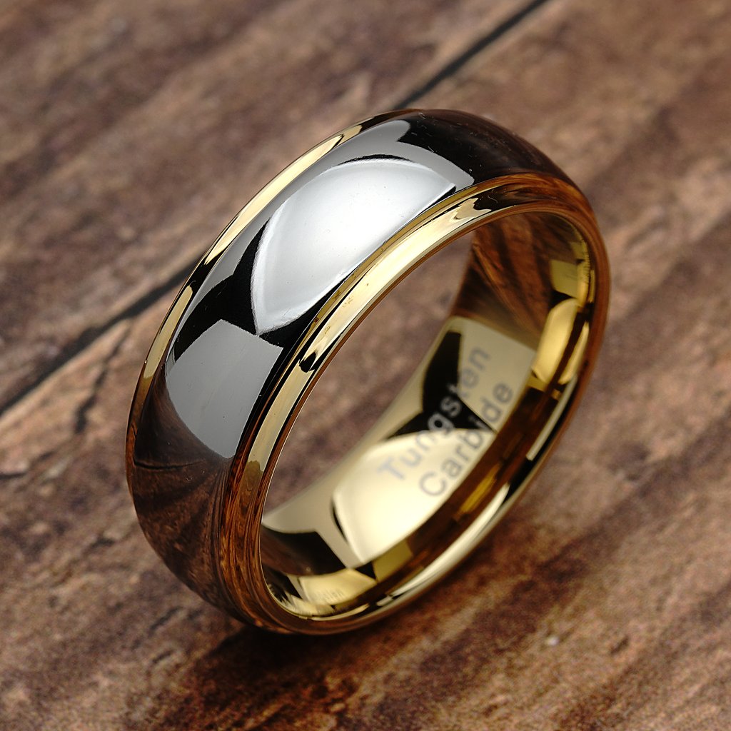 ATOP Tungsten Rings for Men Women Wedding Band Two Tones