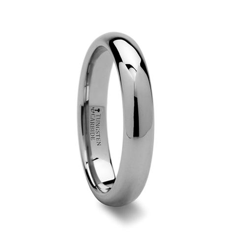 ATOP Domed Silver Tungsten Carbide Band Ring