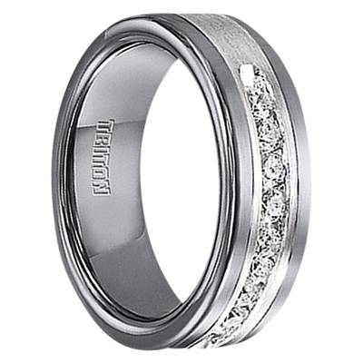ATOP 1/2 cwt Diamond in Sterling Silver/Tungsten Ring 8 mm