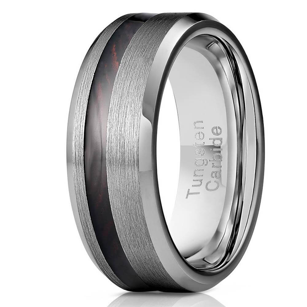 Artemis&quot; Ironwood x Silver Tungsten Ring - Rings By Lux