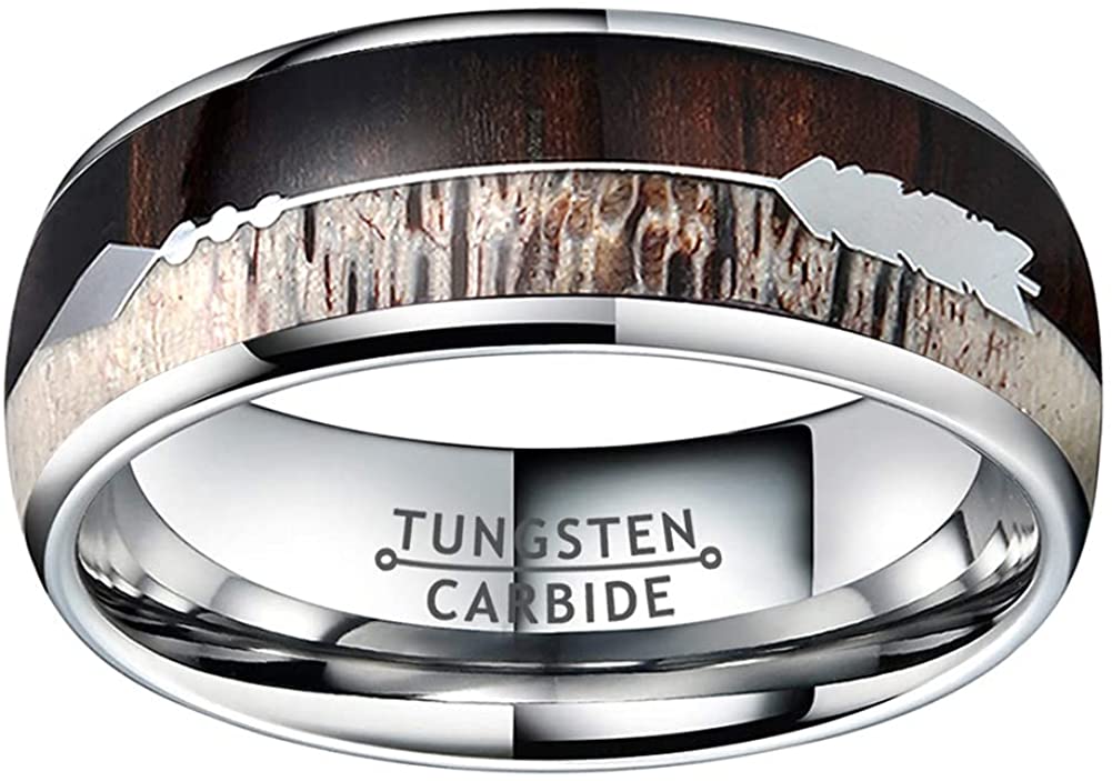 ATOP 8mm Silver Rose Gold Tungsten Rings for Men Women
