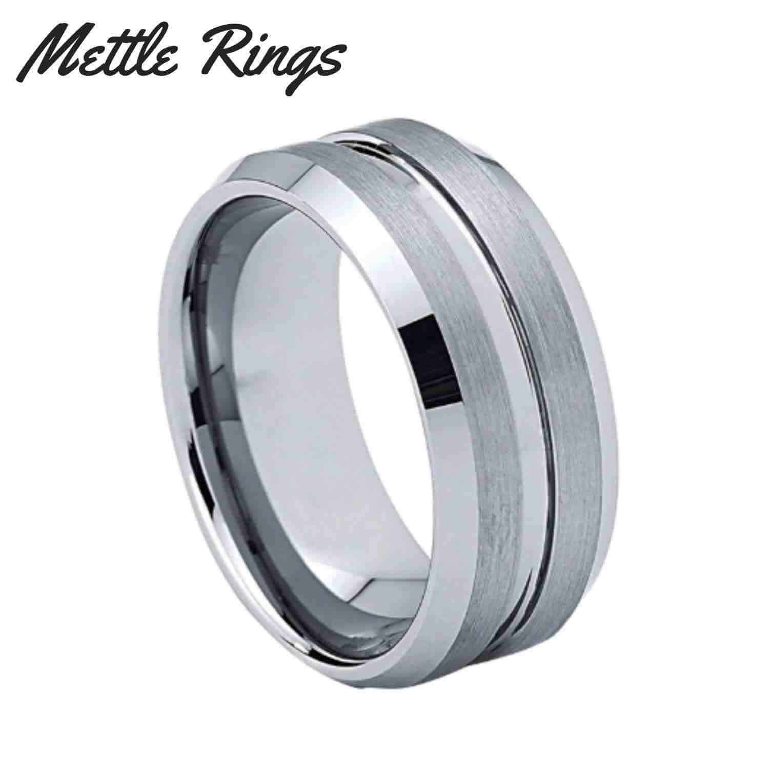 ATOP Walker Silver Tungsten Carbide Men's Wedding Rings