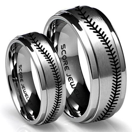 2 Piece Couple Set Baseball Rings, Baseball Stitch Pattern Rings, Silver  Tungsten Rings, Silver Rings, Silver Wedding Bands, Silver Wedding Rings,  Baseball Stitch Rings, Silver Tungsten Bands