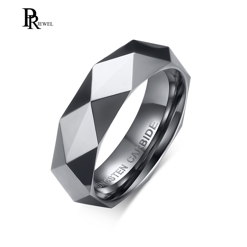 Tungsten Carbide Silver Color Multi-Faceted Prism Rhombus Cut Spinner