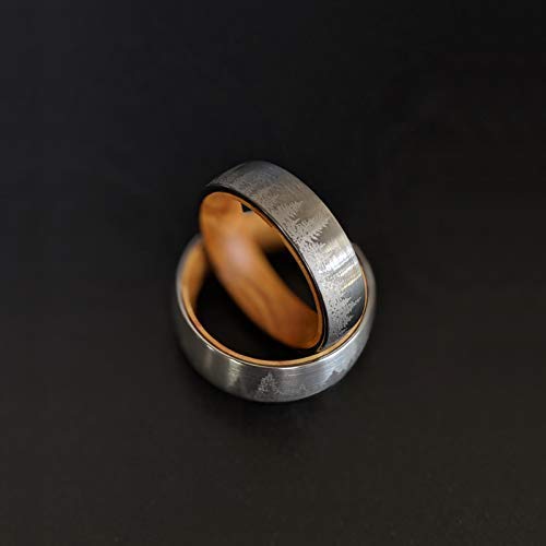 Amazon.com: Koa Wood Ring Forest Etched Wood Inlay Ring 6mm Silver Tungsten  and Wood Rings for Men Unique Wooden Wedding Band Tungsten Carbide Mens  Wood Ring: Handmade