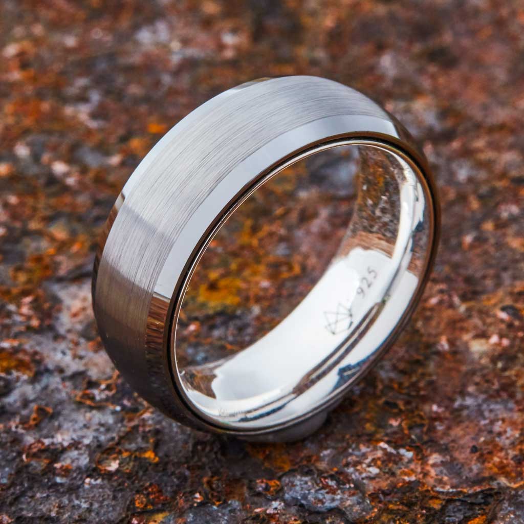 Silver Tungsten Ring - Sterling Silver - ATOP Jewelry