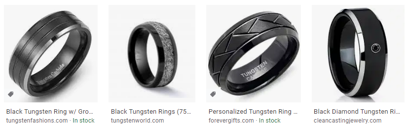 ATOP Brushed Black Tungsten Ring Beveled Edges