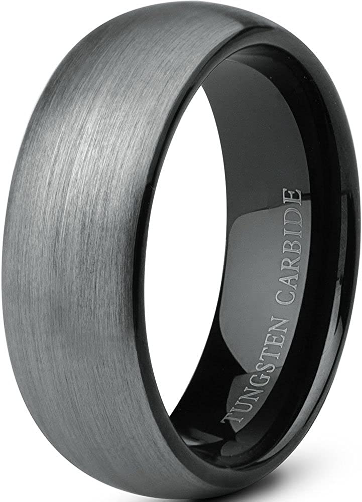 ATOP Tungsten Rings for Men Wedding Band Black Ring 8mm Size