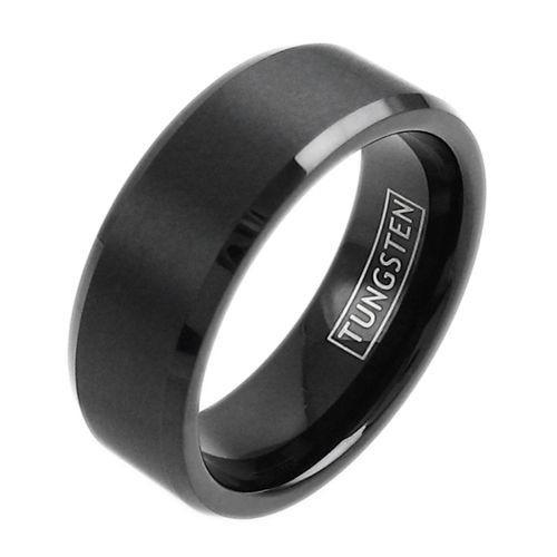 Flat Black Tungsten Ring Wedding Band for Men and Women - IntelliRings