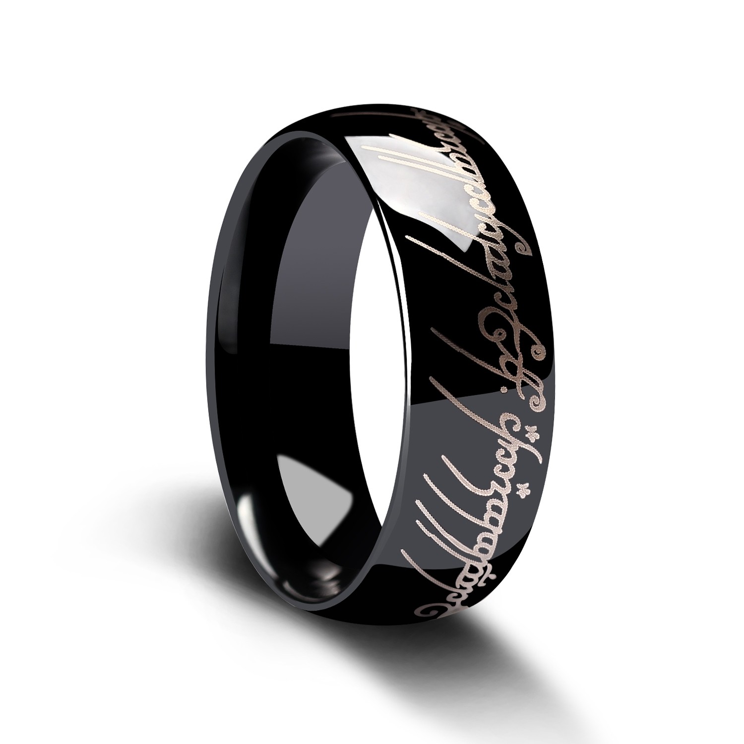 ATOP Lord of the Rings Tungsten Ring Black and White High Polished