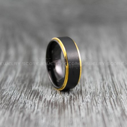 ATOP Black Tungsten Rings, 8mm & 6mm Black Tungsten Wedding Bands