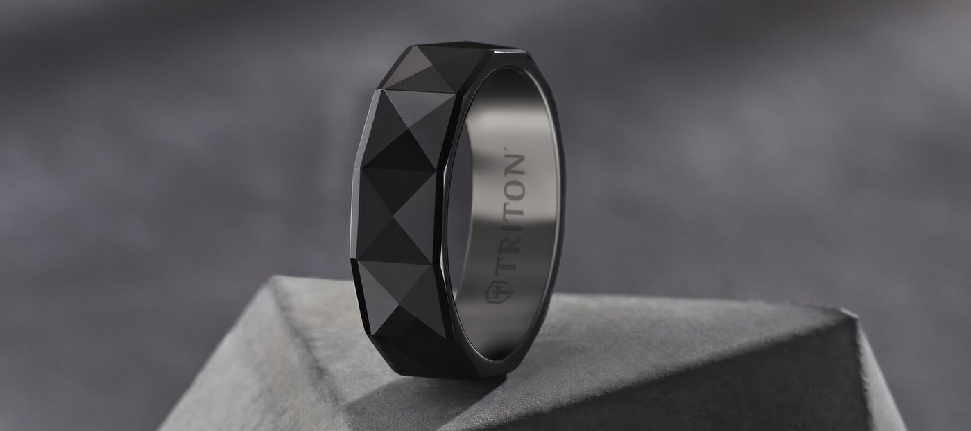 ATOP Men's Black Tungsten Wedding Bands and Rings