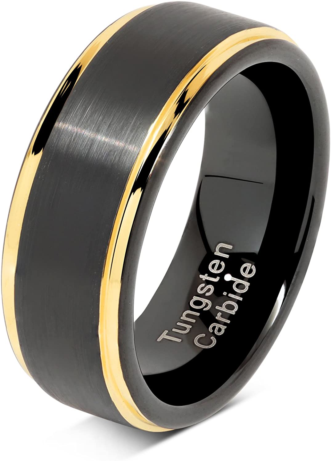 ATOP  Engraved Personalized Black Tungsten Rings For Men Wedding