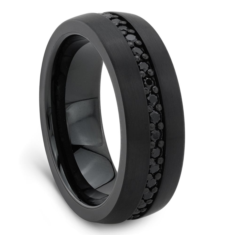Black Tungsten Ring With Black Sapphires by ATOP Jewelry