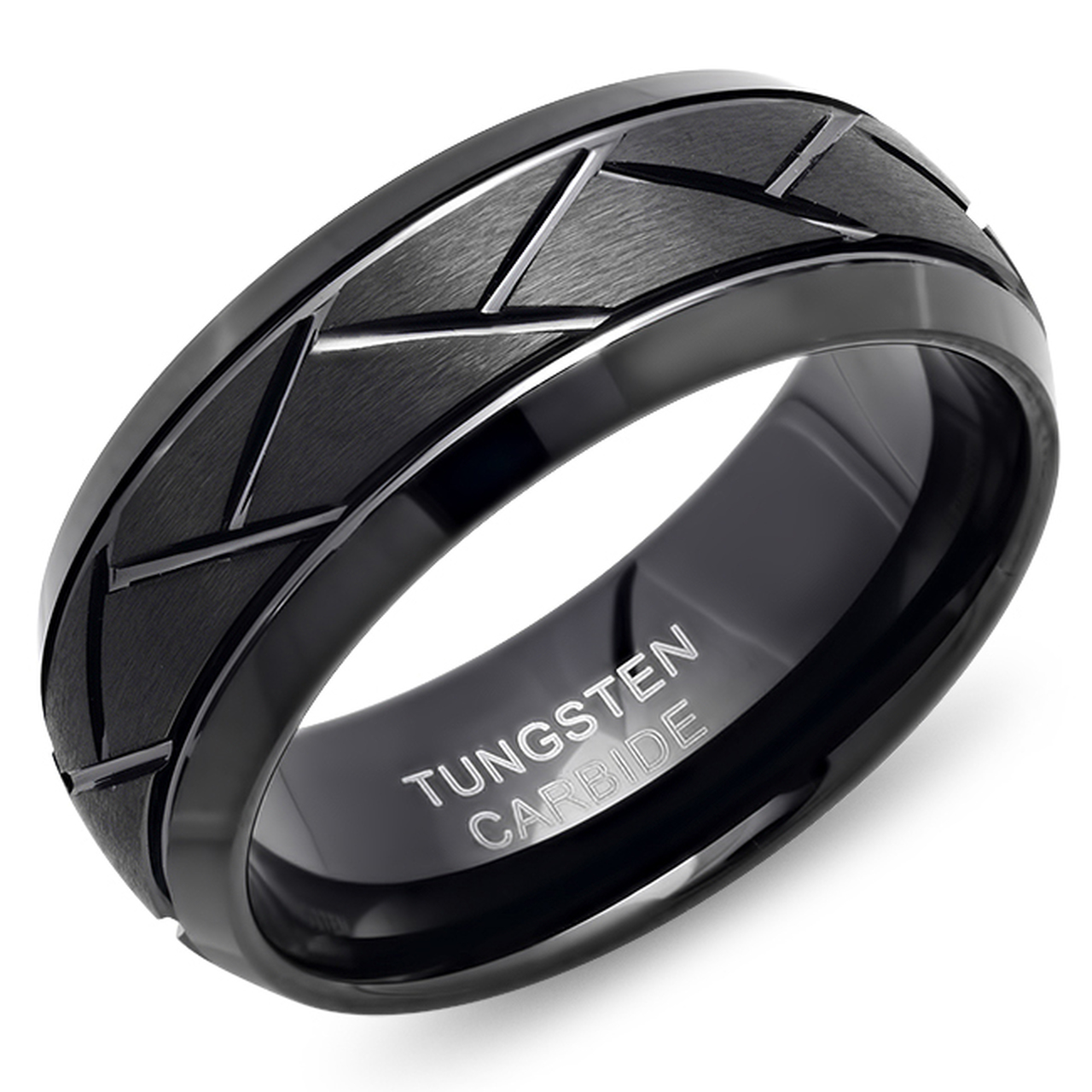 ATOP Jewelry -  Personalized Tungsten Ring black with beveled Edge