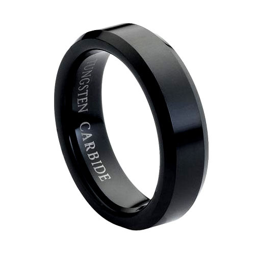 Tungsten Ring &quot;Black High Polished &quot; - Tungstenjeweler.com