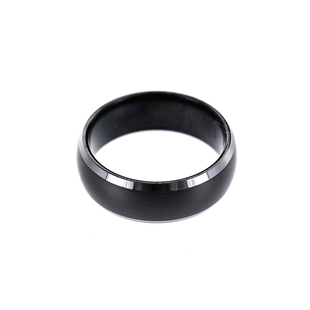 ATOP Jewelry -  Black Tungsten Ring with Beveled Edges