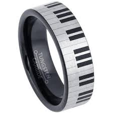 ATOP Jewelry -  JA Tungsten Rings Piano Key Engraving Tungsten Ring - 7MM Pipe Cut Black