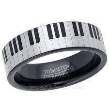 ATOP Jewelry -  JA Tungsten Rings Piano Key Engraving Tungsten Ring - 7MM Pipe Cut Black