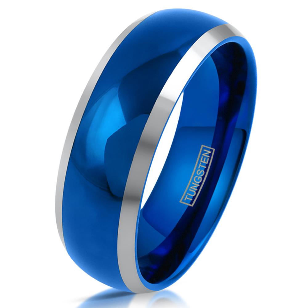 Gorgeous Blue and Silver Ring. Wholesale Tungsten Rings - 925Express