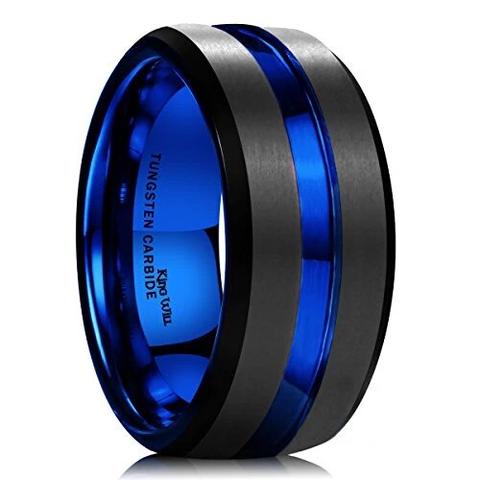 ATOP Jewelry -  39 Men's Blue Tungsten Wedding Bands to Make You Shine on Your Special