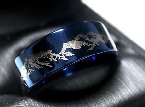ATOP Jewelry -  Details about Mens Wedding Bands, Mountains Ring, Blue Tungsten Ring