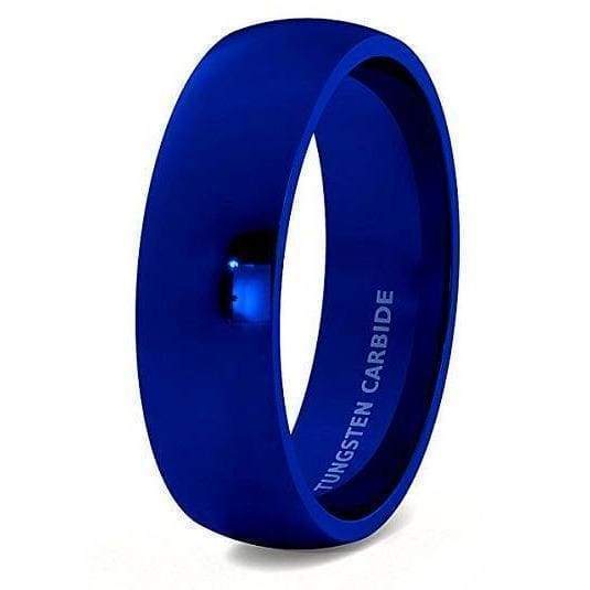 OHIO Domed Mens Tungsten Carbide Wedding Band Blue IP Polished - 8mm–  TheArtisanRings