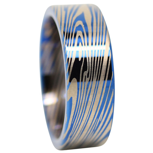 Men&#39;s Tungsten Ring Featuring A Unique Blue Nebula Design