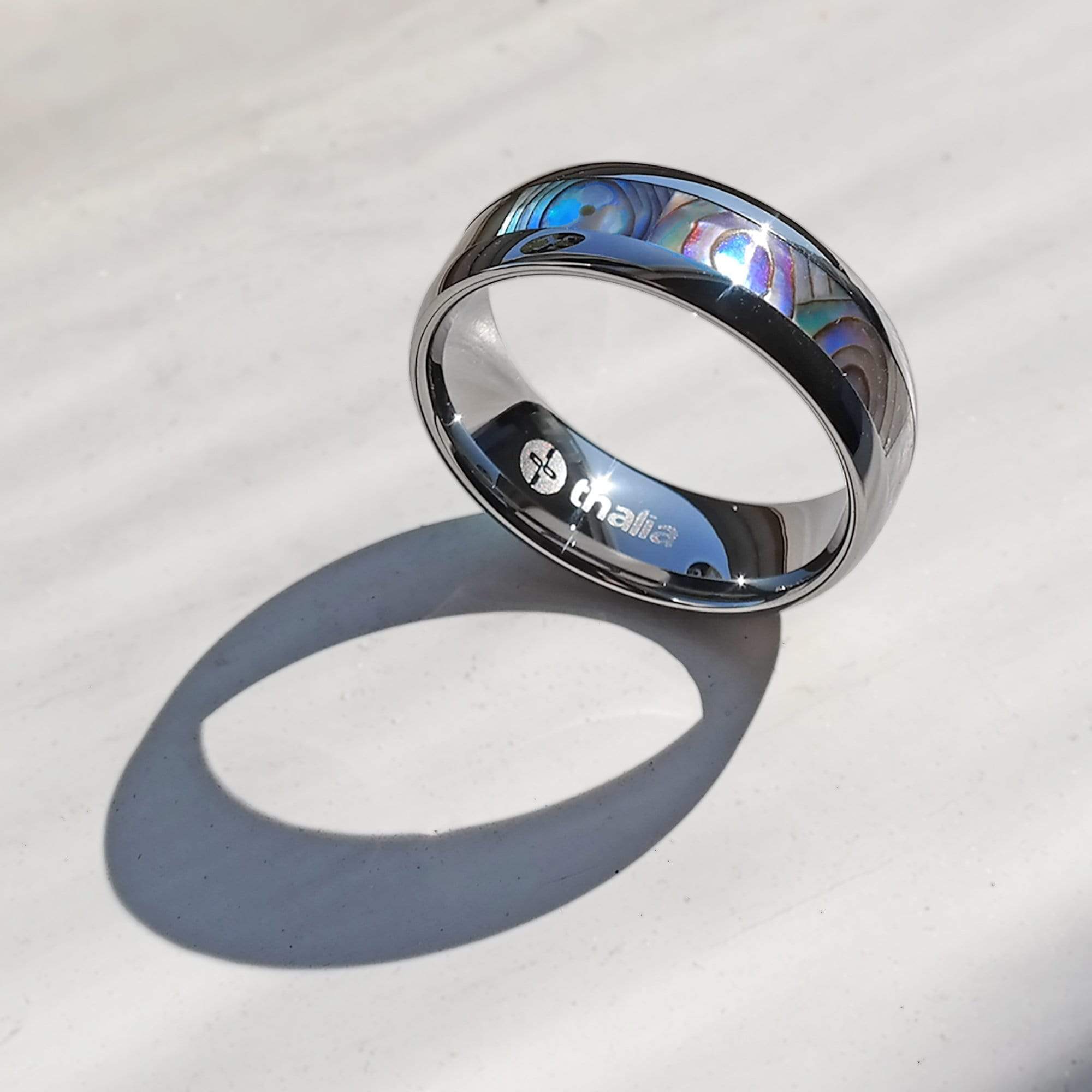ATOP Jewelry -  Blue Abalone | Tungsten Carbide Ring 8mm