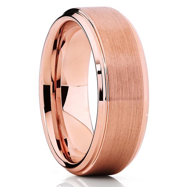 ATOP Jewelry -  10mm - Rose Gold Tungsten Ring - Tungsten Carbide Ring - Rose Gold