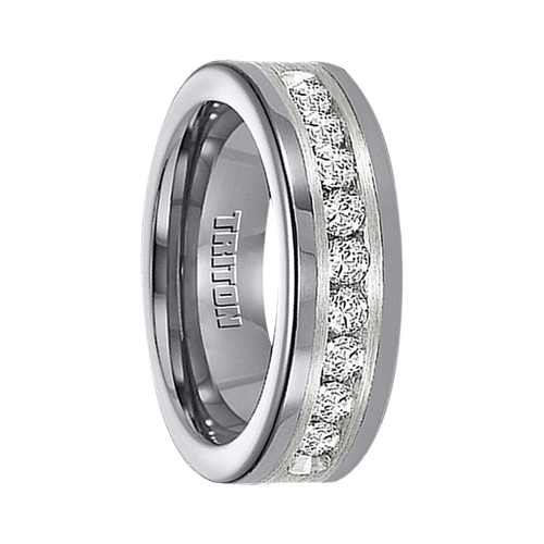 1 cwt Diamond Silver/Tungsten Ring &quot;Aarmitage&quot; | Tungsten Rings.com