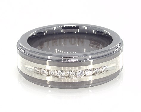 wedding rings, mens diamond, tungsten carbide 8mm step edge comfort fit  wedding band item 62668