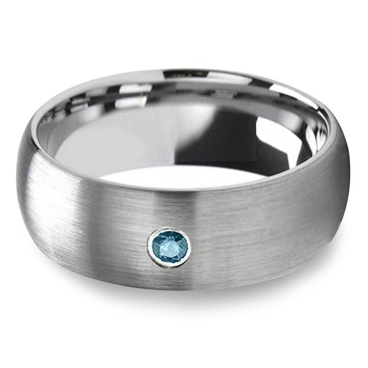ATOP Jewelry - Men's Blue Diamond Engagement Ring in Brushed Tungsten