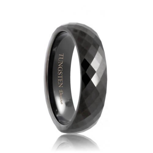 Tempe - Diamond Faceted Black Tungsten Carbide Ring