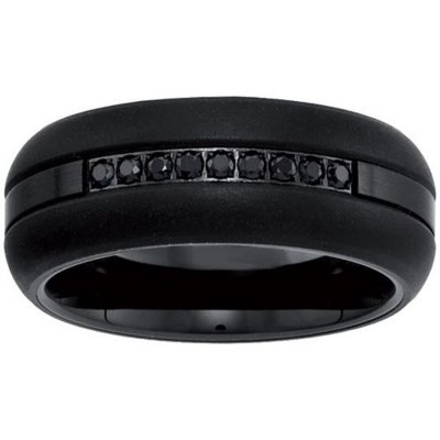 ATOP - $129.98* Men's Black Tungsten Carbide Diamond Wedding Band