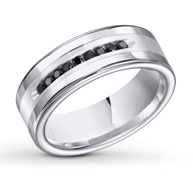 ATOP Jewelry - Tungsten Carbide 8mm Wedding Band 1/4 ct tw Black Diamond