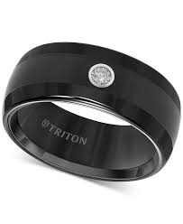 Triton Men&#39;s Black Tungsten Ring, Diamond Wedding Band (1/10 ct. t.w.) &amp;  Reviews - Rings - Jewelry &amp; Watches - Macy&#39;s