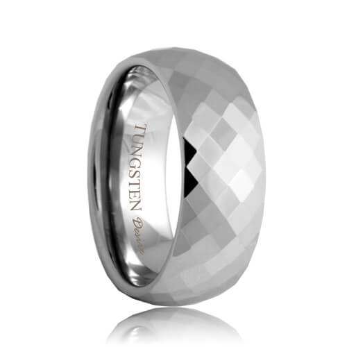 ATOP - Tungsten Carbide Diamond Faceted Wedding Ring (4mm - 8mm)