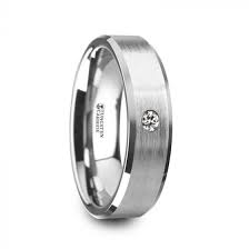 ATOP - Thorsten PORTER Tungsten Carbide Wedding Ring in Brushed Finish with White Diamond