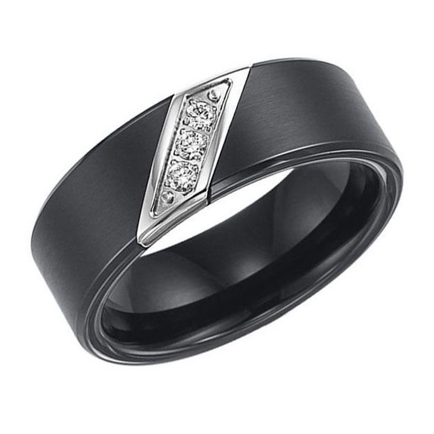 TRITON Black Tungsten Carbide Diamond 8mm Comfort Fit Band 1/10ctw | REEDS  Jewelers