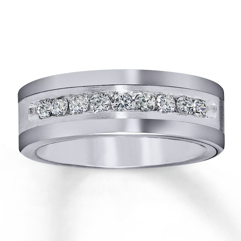 8mm Wedding Band 1/4 ct tw Diamonds Tungsten Carbide | Jared