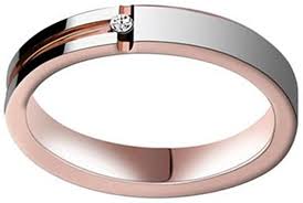 Amazon.com: PDAYWID 4mm Tungsten Rings for Women Rose Gold Couples Ring  Middle Groove Diamond Wedding Bands: Jewelry