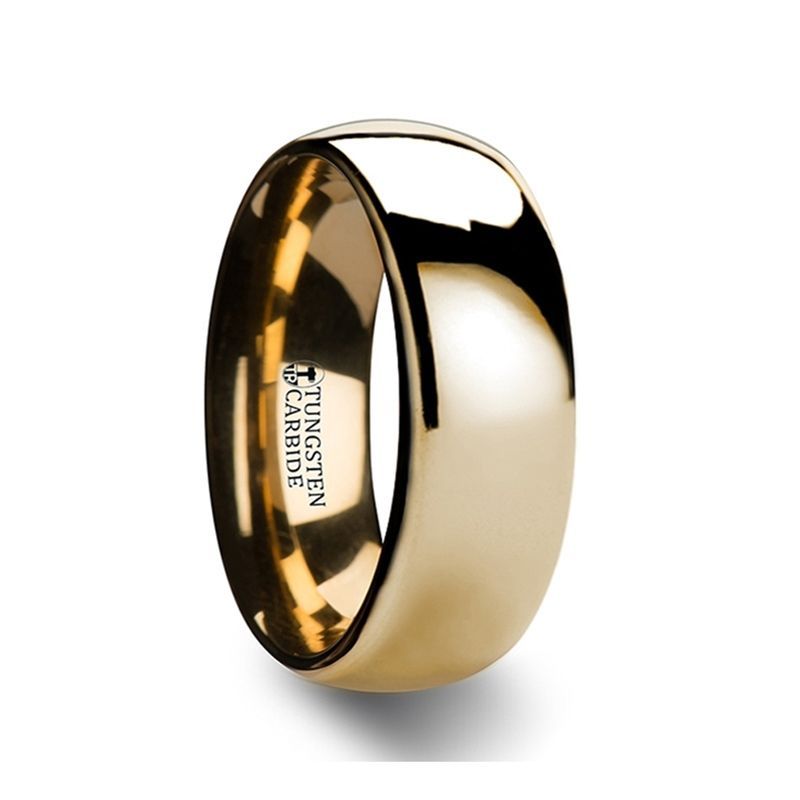 ORO Traditional Domed Gold-Plated Tungsten Carbide Wedding Ring - 4mm - 10mm